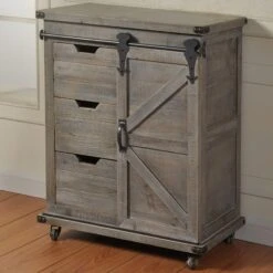 Jacob 3-Drawer Sliding Barn Door Cabinet -Accent Furniture Shop jacob 3 drawer sliding barn door cabinet 1