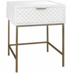 Kelcie Textured Front 1 Drawer Cabinet With Mirror Top