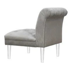 Laila Ali Grey Tufted Accent Chair With Clear Acrylic Legs -Accent Furniture Shop laila ali grey tufted accent chair with clear acrylic legs 2