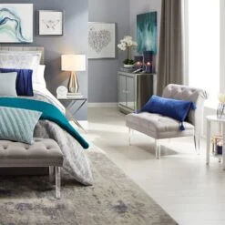 Laila Ali Grey Tufted Accent Chair With Clear Acrylic Legs -Accent Furniture Shop laila ali grey tufted accent chair with clear acrylic legs 3