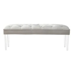 Laila Ali Grey Tufted Acrylic Leg Bench 7 Laila Ali Grey Tufted Acrylic Leg Bench -Accent Furniture Shop laila ali grey tufted acrylic leg bench 2