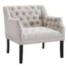 Lena Ivory Velvet Tufted Armchair With Nailhead Trim