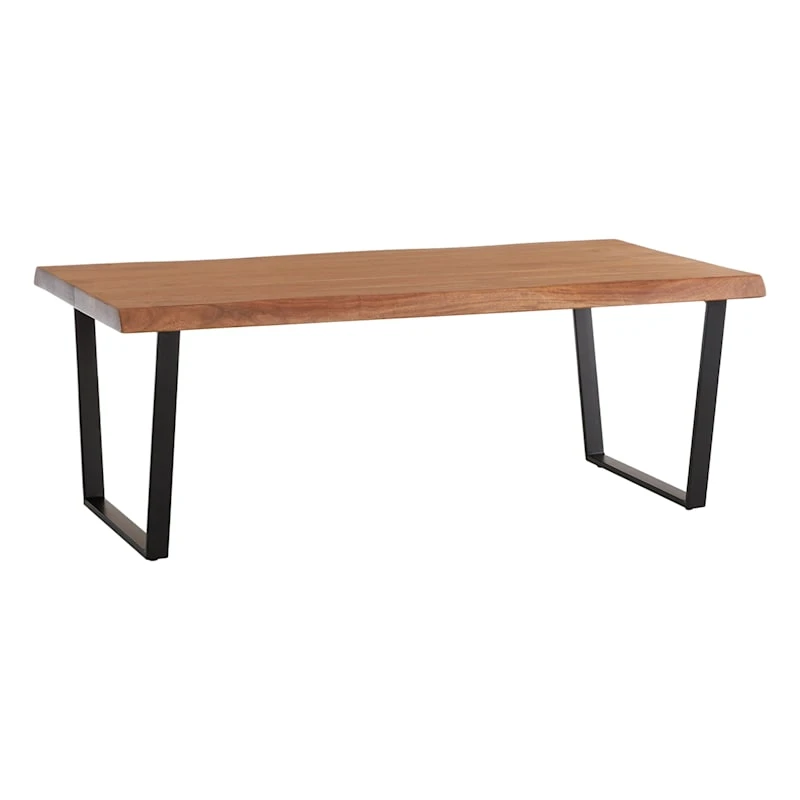 Live Edge Wood Top Coffee Table With Metal Base 3 Live Edge Wood Top Coffee Table With Metal Base