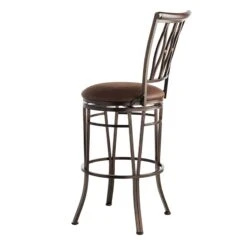 Marsol Brown Metal Swivel Barstool With Faux Leather Seat -Accent Furniture Shop marsol brown metal swivel barstool with faux leather seat 2