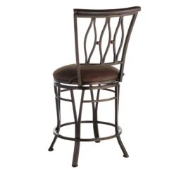 Marsol Brown Swivel Counter Stool With Faux Leather Seat -Accent Furniture Shop marsol brown swivel counter stool with faux leather seat 2