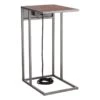 Metal C-Table With USB Port, Brown -Accent Furniture Shop metal c table with usb port brown