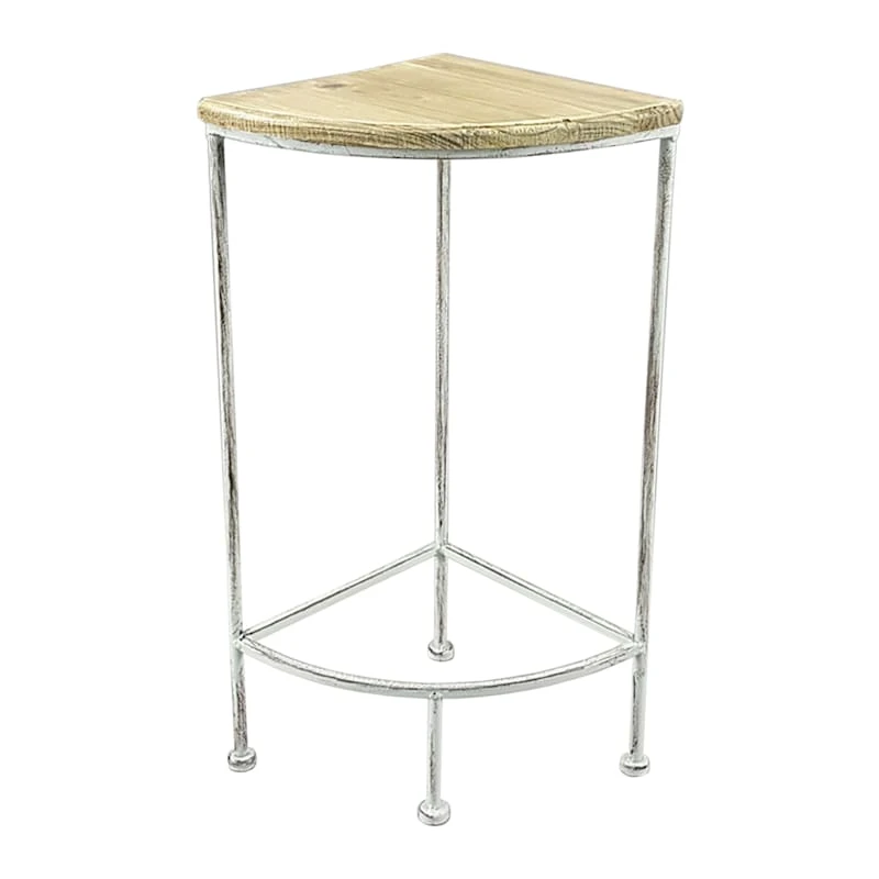 Metal Corner Plant Stand With Wood Top Grey, Small 3 Metal Corner Plant Stand With Wood Top Grey, Small