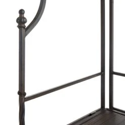 Metal Corner Rack With Brown Decorative Arch & Folding Wood-Top Shelves, 63" -Accent Furniture Shop metal corner rack with brown decorative arch folding wood top shelves 63 4