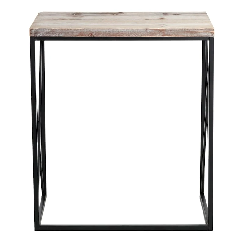 Metal X-Side Table With Wood Top, Large 4 Metal X-Side Table With Wood Top, Large - Image 2