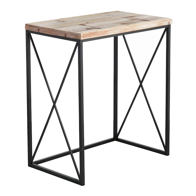 Metal X-Side Table With Wood Top, Large 5 Metal X-Side Table With Wood Top, Large - Image 3