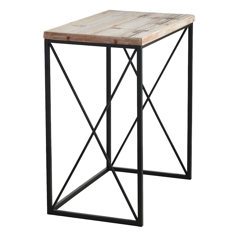Metal X-Side Table With Wood Top, Large 6 Metal X-Side Table With Wood Top, Large - Image 4