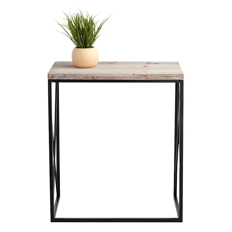 Metal X-Side Table With Wood Top, Large 8 Metal X-Side Table With Wood Top, Large - Image 6