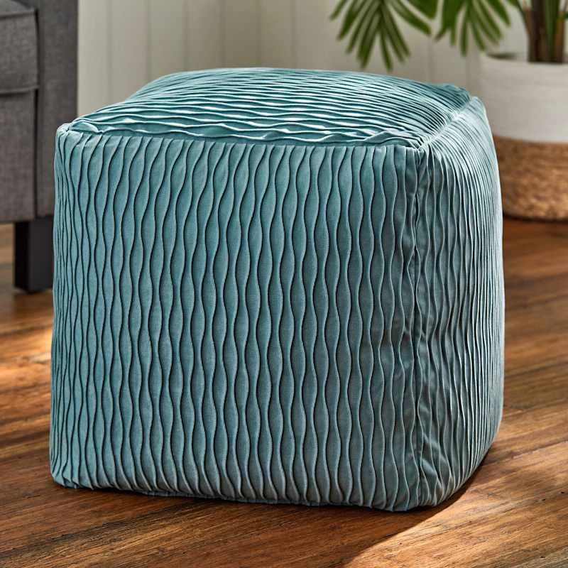 Mineral Blue Ripple Pouf 5 Mineral Blue Ripple Pouf - Image 3