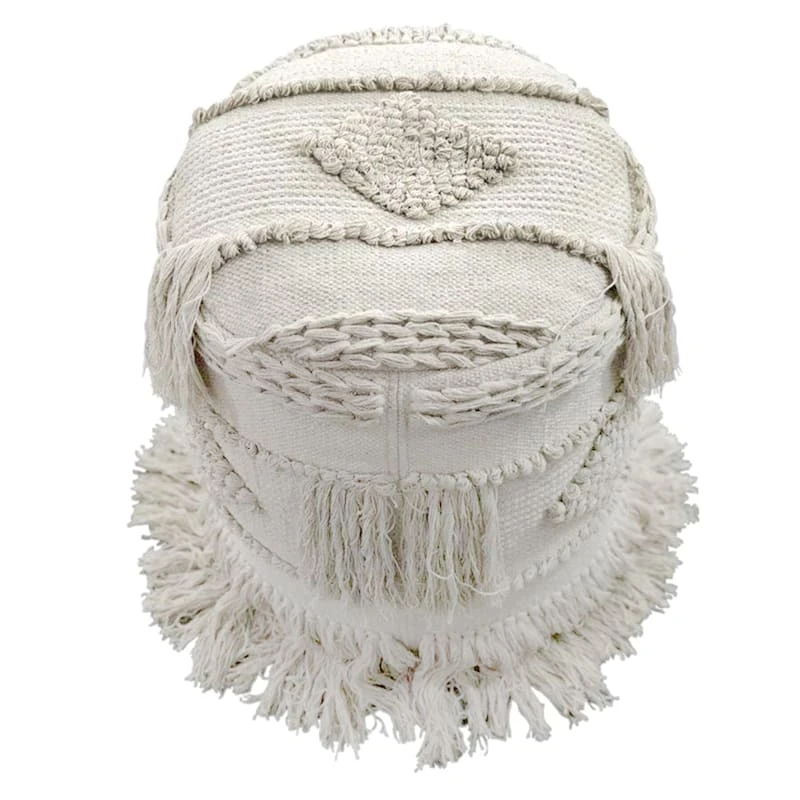 Nala Handwoven Fringe Round Pouf 3 Nala Handwoven Fringe Round Pouf