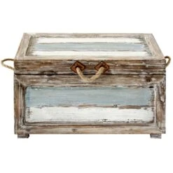 Nantucket Weathered Wood Decorative Storage Trunk, Medium