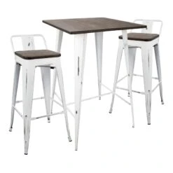 Oregon 3-Piece White Dining Table Set