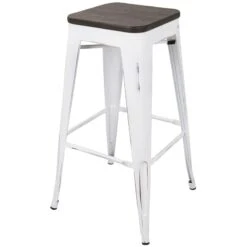 Oregon Vintage White Industrial Backless Barstool, 30" -Accent Furniture Shop oregon vintage white industrial backless barstool 30 2