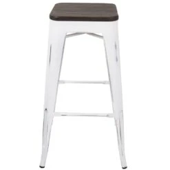 Oregon Vintage White Industrial Backless Barstool, 30" -Accent Furniture Shop oregon vintage white industrial backless barstool 30 3