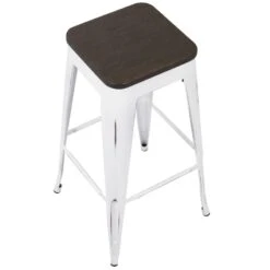 Oregon Vintage White Industrial Backless Barstool, 30" -Accent Furniture Shop oregon vintage white industrial backless barstool 30 5