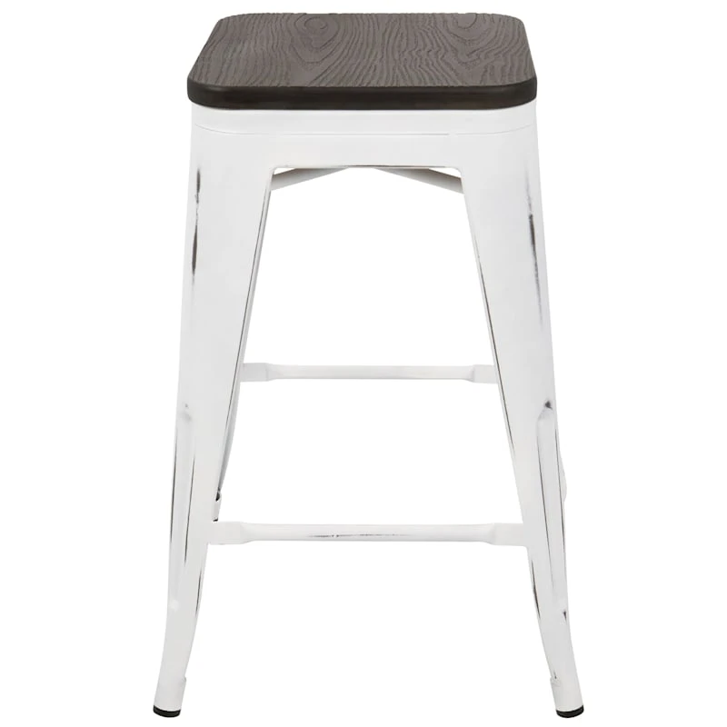 Oregon Vintage White Industrial Barstool, 24" 4 Oregon Vintage White Industrial Barstool, 24" - Image 2