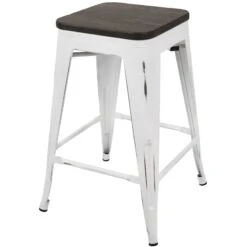 Oregon Vintage White Industrial Barstool, 24" 13 Oregon Vintage White Industrial Barstool, 24" -Accent Furniture Shop oregon vintage white industrial barstool 24 2