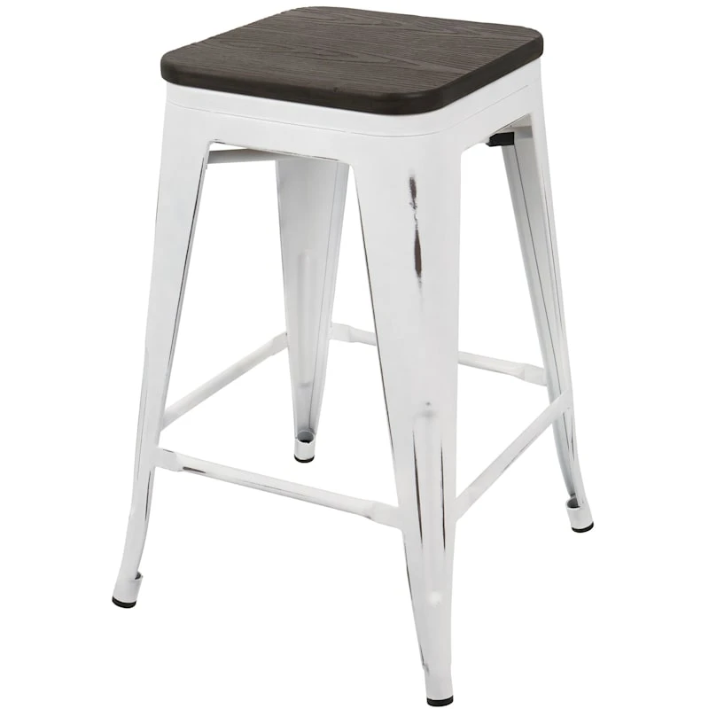 Oregon Vintage White Industrial Barstool, 24" 5 Oregon Vintage White Industrial Barstool, 24" - Image 3