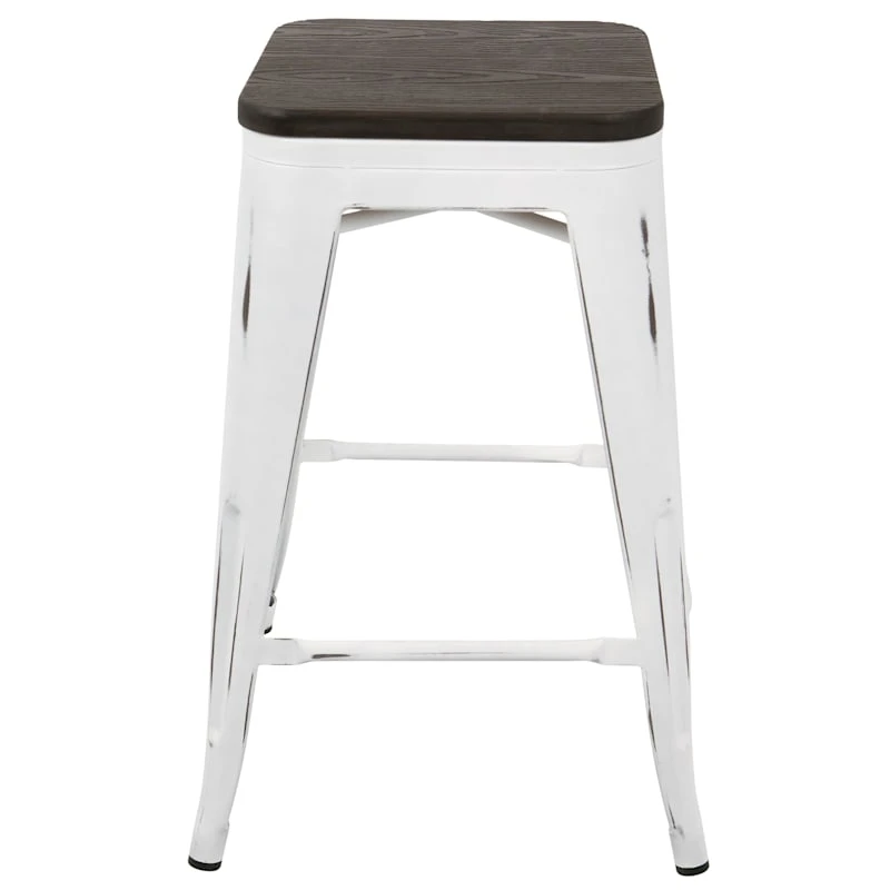 Oregon Vintage White Industrial Barstool, 24" 6 Oregon Vintage White Industrial Barstool, 24" - Image 4