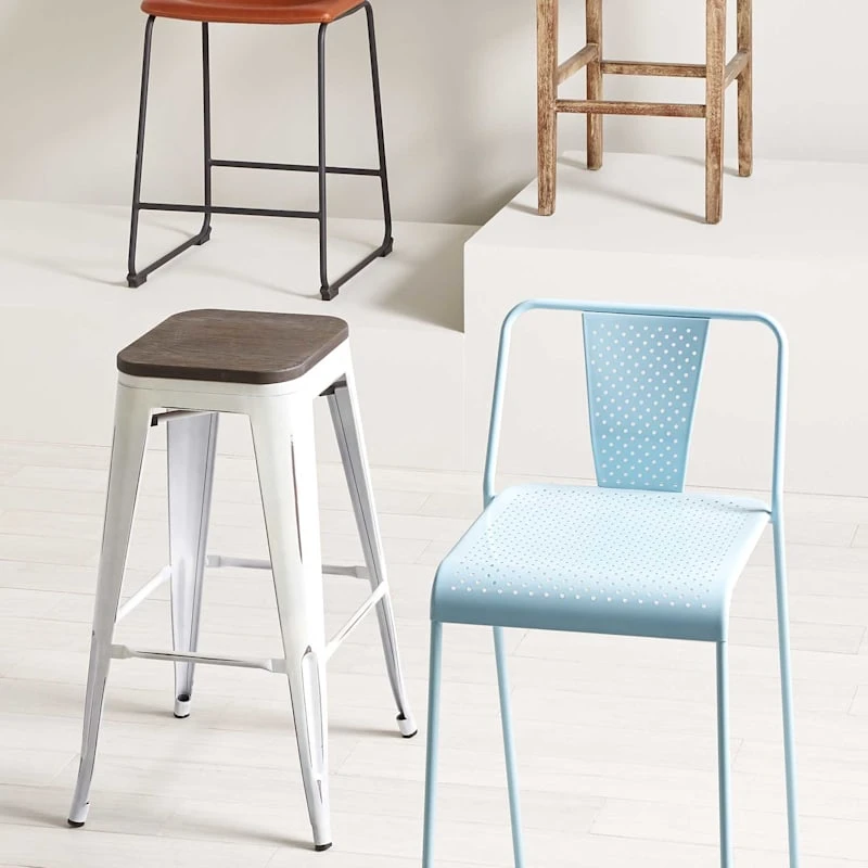 Oregon Vintage White Industrial Barstool, 24" 9 Oregon Vintage White Industrial Barstool, 24" - Image 7