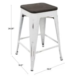 Oregon Vintage White Industrial Barstool, 24" 19 Oregon Vintage White Industrial Barstool, 24" -Accent Furniture Shop oregon vintage white industrial barstool 24 8
