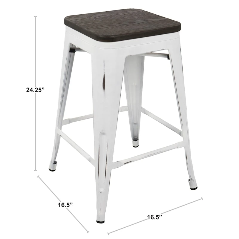 Oregon Vintage White Industrial Barstool, 24" 11 Oregon Vintage White Industrial Barstool, 24" - Image 9