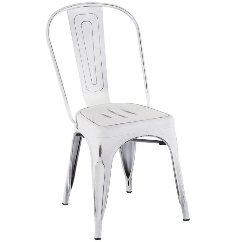 Oregon Vintage White Metal Dining Chair 3 Oregon Vintage White Metal Dining Chair