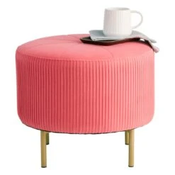 Accent Furniture Shop -Accent Furniture Shop piper ottoman bright pink velvet 1