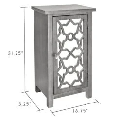 Providence 1-Door Mirrored Silver Cabinet -Accent Furniture Shop providence 1 door mirrored silver cabinet 4