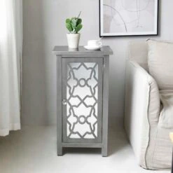 Providence 1-Door Mirrored Silver Cabinet -Accent Furniture Shop providence 1 door mirrored silver cabinet 6
