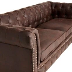 Providence Chesterfield Brown Faux Leather Tufted Sofa, 79" -Accent Furniture Shop providence chesterfield brown faux leather tufted sofa 79 3