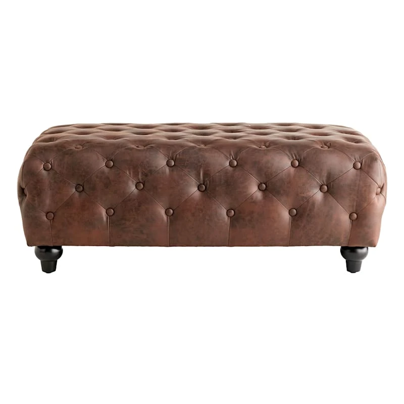 Providence Chesterfield Tufted Brown Faux Leather Ottoman 4 Providence Chesterfield Tufted Brown Faux Leather Ottoman - Image 2