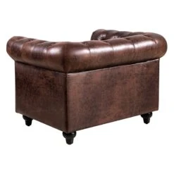 Providence Chesterfield Tufted Brown Faux Leather Rolled Armchair 8 Providence Chesterfield Tufted Brown Faux Leather Rolled Armchair -Accent Furniture Shop providence chesterfield tufted brown faux leather rolled armchair 2