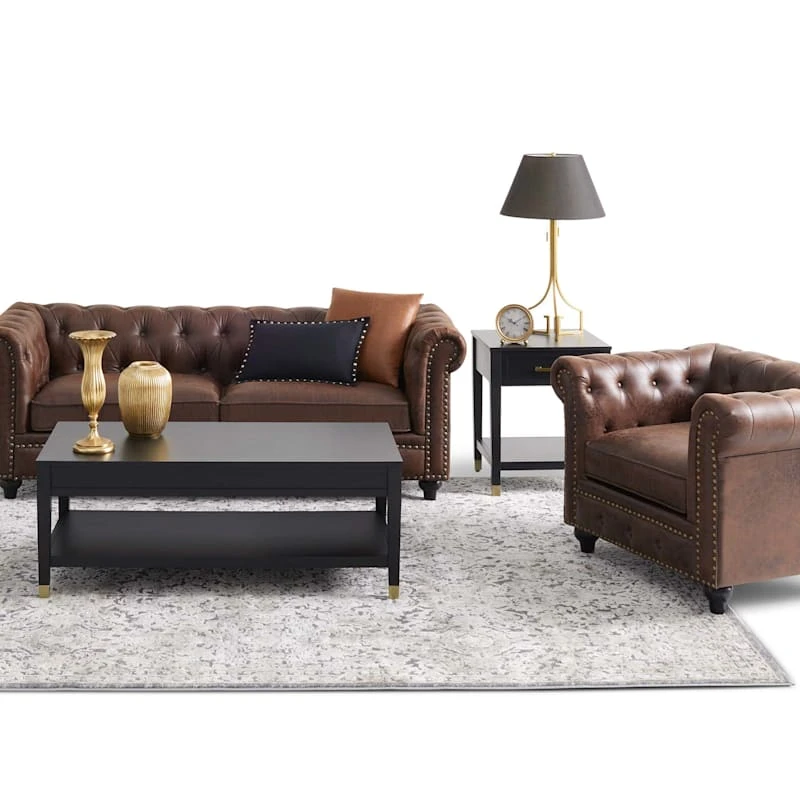 Providence Chesterfield Tufted Brown Faux Leather Rolled Armchair 6 Providence Chesterfield Tufted Brown Faux Leather Rolled Armchair - Image 4