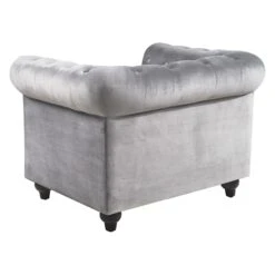 Providence Chesterfield Tufted Grey Velvet Rolled Armchair -Accent Furniture Shop providence chesterfield tufted grey velvet rolled armchair 2
