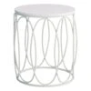 Providence Glam Oval White Drum Table, Small -Accent Furniture Shop providence glam oval white drum table small