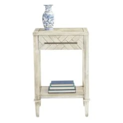 Providence Kate 1-Drawer 1-Shelf Parquet Wood Side Table -Accent Furniture Shop providence kate 1 drawer 1 shelf parquet wood side table 3