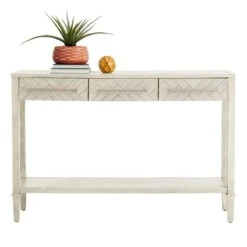 Providence Kate 3-Drawer Parquet Wood Console Table, 48" -Accent Furniture Shop providence kate 3 drawer parquet wood console table 48 2