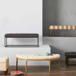 Providence Lourdes Tufted Curved Bench, Neutral -Accent Furniture Shop providence lourdes tufted curved bench neutral 2