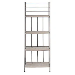 Providence Metal Baker Rack With Folding Wood-Top Shelves, 63" -Accent Furniture Shop providence metal baker rack with folding wood top shelves 63 1