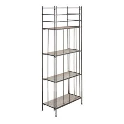 Providence Metal Baker Rack With Folding Wood-Top Shelves, 63" -Accent Furniture Shop providence metal baker rack with folding wood top shelves 63 2