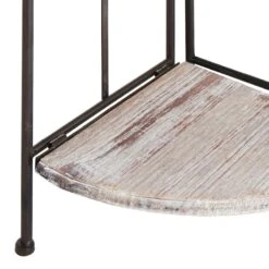 Providence Metal Corner Rack With Folding Wood-Top Shelves, 63" -Accent Furniture Shop providence metal corner rack with folding wood top shelves 63 3