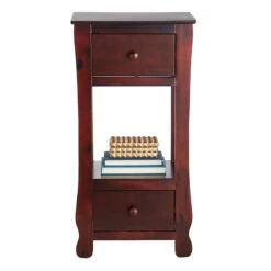 Providence Theodore 2-Drawer Thick Leg End Table, Brown -Accent Furniture Shop providence theodore 2 drawer thick leg end table brown 2