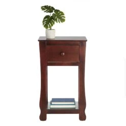 Providence Theodore Brown 1-Drawer Thick Leg End Table, 26" -Accent Furniture Shop providence theodore brown 1 drawer thick leg end table 26 3