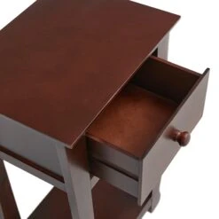 Providence Theodore Brown 1-Drawer Thick Leg End Table, 26" -Accent Furniture Shop providence theodore brown 1 drawer thick leg end table 26 5