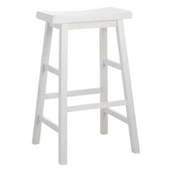 Providence White Saddle Backless Barstool, 29"